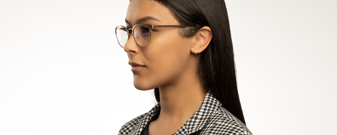 Gold frame top glasses women