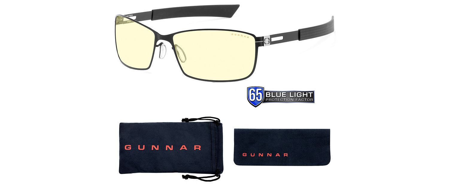  GUNNAR - Premium Gaming and Computer Glasses - Blocks 65% Blue  Light - Vayper, Onyx, Amber Tint : Health & Household